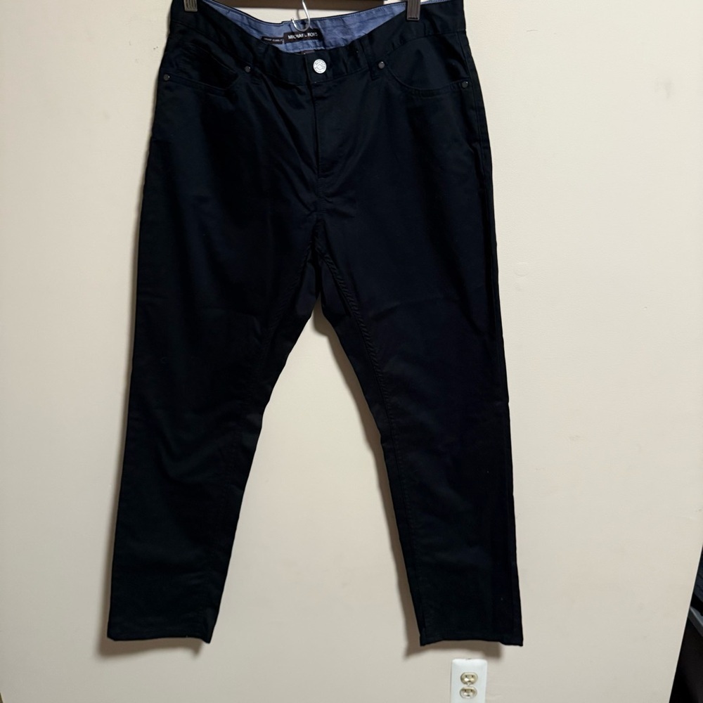 Michael Kors Grant Classic Fit Black Chino Flat Front Pant- Size 34 x 34